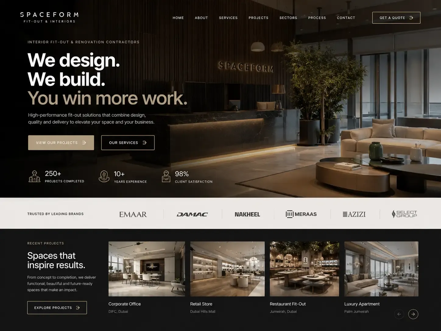 Spaceform website concept — التجهيزات والتشطيبات الداخلية والتجديد homepage