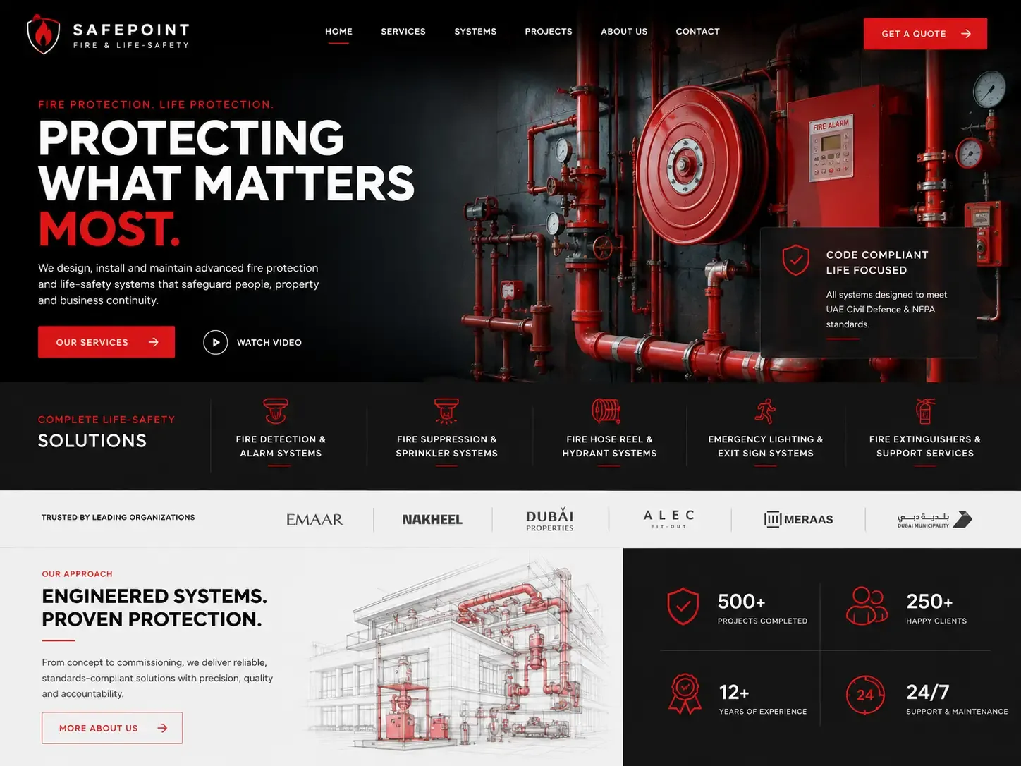 Safepoint website concept — أنظمة الحماية من الحريق وسلامة الأرواح homepage