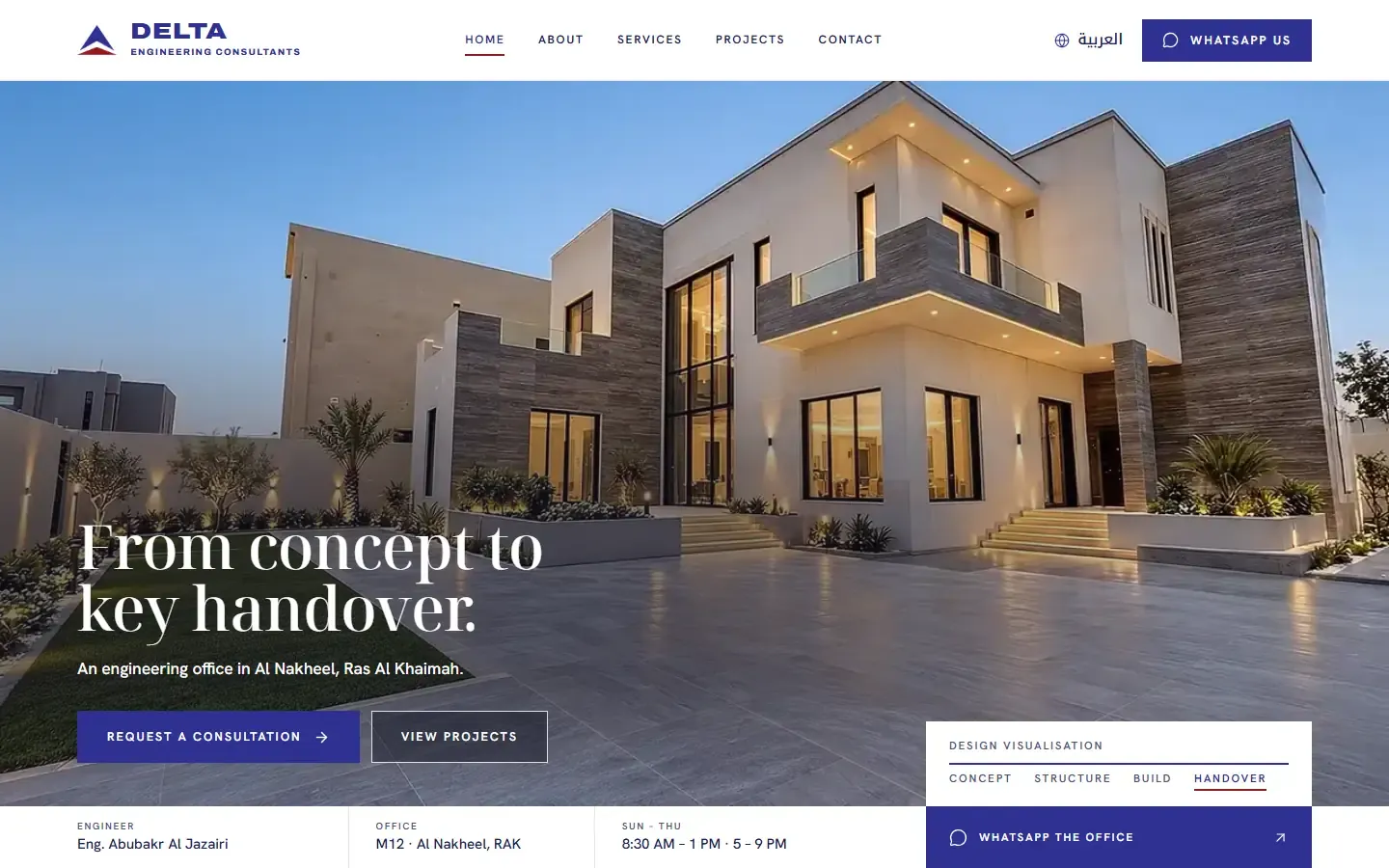 Homepage of Delta Engineering Consultants website